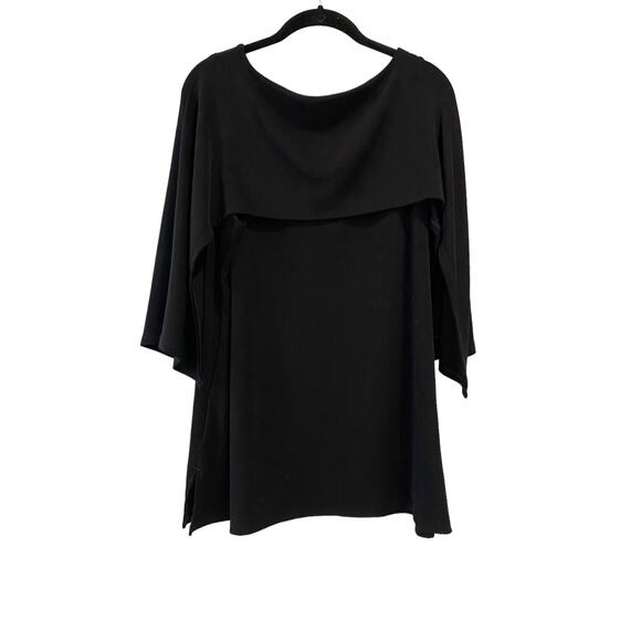 Chico’s NEW Travels Classic Capelet Tunic Top Plus Size 2X 12-14 Black Stretchy - Picture 5 of 14